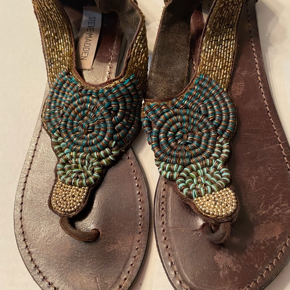 Steve Madden Leather Sandal with Decorative Trim